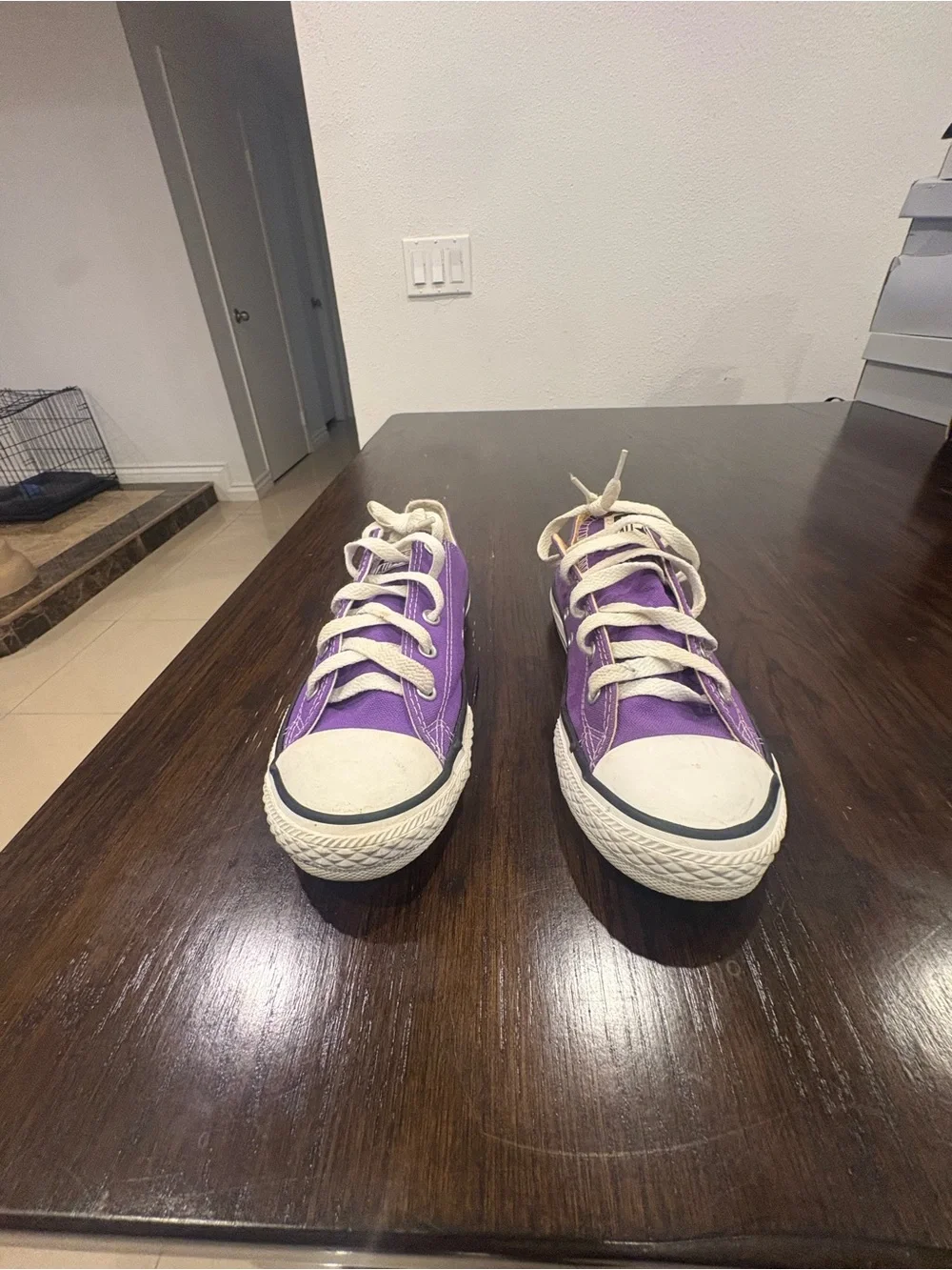 Converse Kids Purple and White Low-Top Canvas Sneakers